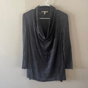 Soft Joie Womens Medium Blue Cowlneck Lightweight Sheer Knit Sweater Soft